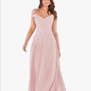 NEW off shoulder pink bridesmaid dress